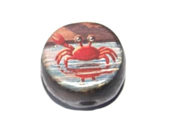 Ceramic Crab Focal Bead Handmade Pottery Beads 16mm PP4-1