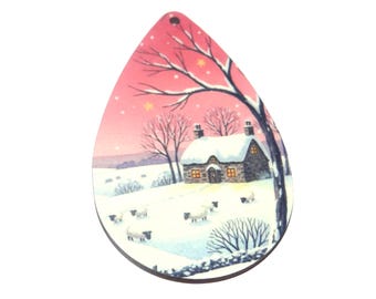 Wooden Christmas Tree Decoration Winter Pendant Handmade 65mm MM1-4