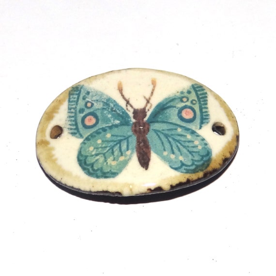Ceramic Butterfly Bracelet Bar Cuff Porcelain 30mm CC4-2