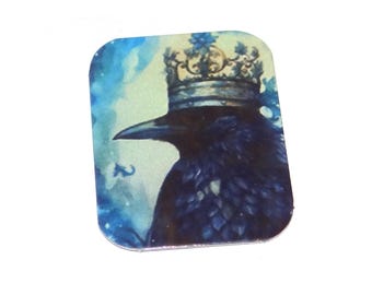 Faux Tin Crow Pendant Charm Handmade 1" 25mm MM2-2