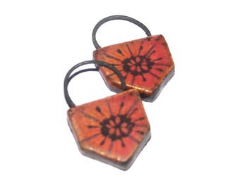 Ceramic Floral Patterned Charms Beads Pair Porcelain 21mm PP2-3