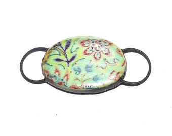 Ceramic Floral Bracelet Bar Cuff Porcelain 35mm PP9-1