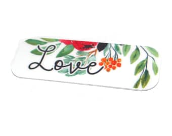Metal Faux Tin Word Quote Love Bracelet Bar Cuff Pendant Handmade 40mm MM9-1