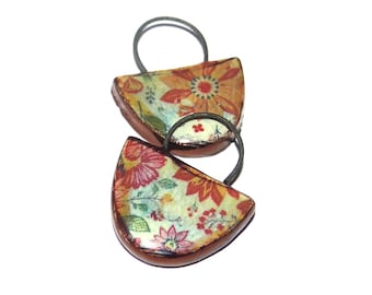 Ceramic Flower Charms Beads Pair Porcelain 25mm CC2-1