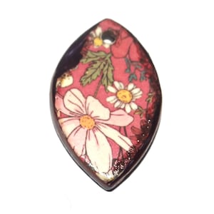 Ceramic Flower Pendant Handmade Focal Porcelain 30mm CC7-3