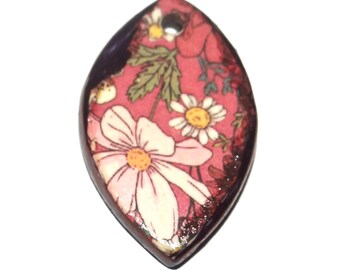 Ceramic Flower Pendant Handmade Focal Porcelain 30mm CC7-3