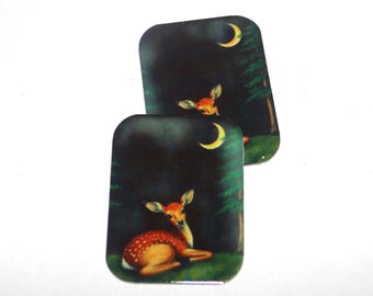 Faux Tin Deer Moon Charms Handmade 25mm 1" MM8-2