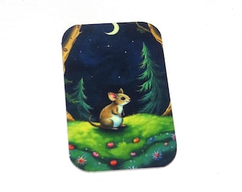 Faux Tin Mouse Woods Forest Pendant Handmade 32mm 1.25" MM5-1