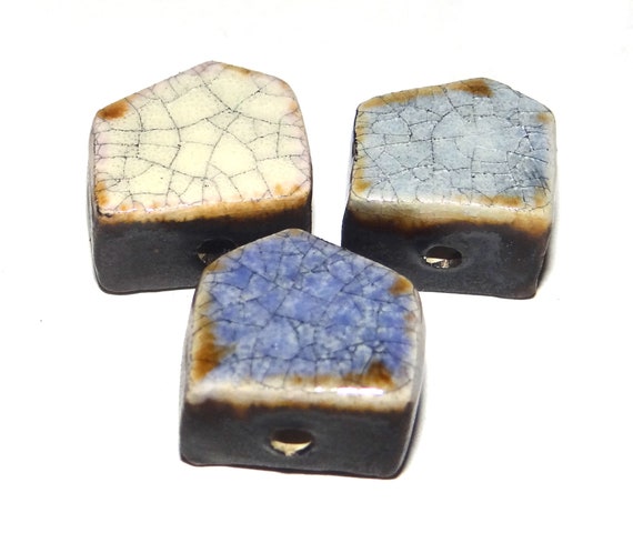 Porcelain Crackle House Beads Porcelain Handmade 18mm PP9-1