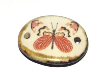 Ceramic Butterfly Bracelet Bar Cuff Porcelain 30mm CC8-1