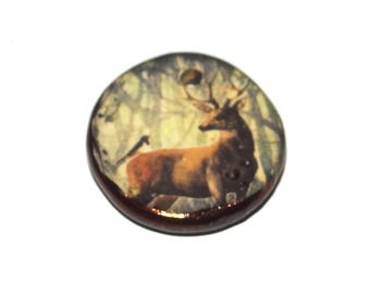 Ceramic Stag Pendant Handmade Focal Porcelain 23mm PP8-3