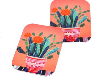 Faux Tin Cactus Charms Handmade 25mm 1" MM4-2