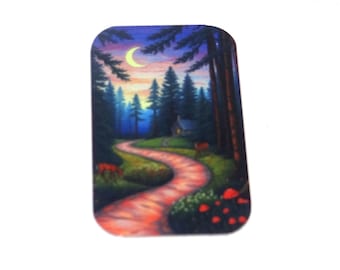Faux Tin Cottage Woods Forest Pendant Handmade 32mm 1.25" MM5-1