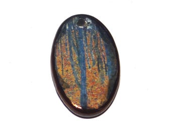 Ceramic Klimt Forest Pendant Handmade Focal Porcelain 30mm PP8-1