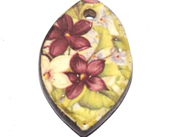 Ceramic Flower Pendant Handmade Focal Porcelain 30mm CC7-3
