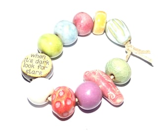 Ceramic Bead Set Handmade Porcelain 8-15mm