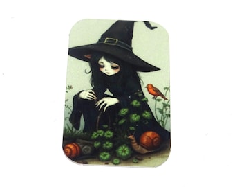 Faux Tin Witch Pendant Handmade 32mm 1.25" MM5-1