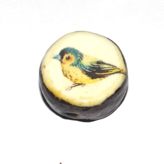 Ceramic Bird Focal Bead Handmade Pottery Beads 21mm PP2-2