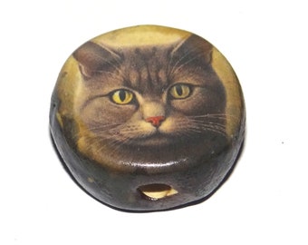 Ceramic Cat Focal Bead Handmade Pottery Beads 20mm PP3-4
