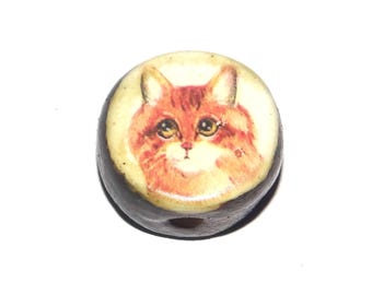 Ceramic Cat Focal Bead Handmade Pottery Beads 18mm PP7-3