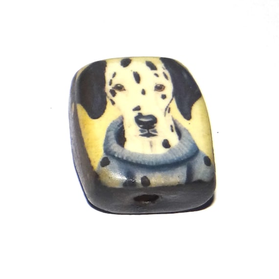 Ceramic Dog Focal Bead Handmade Pottery Beads 20mm PP8-4