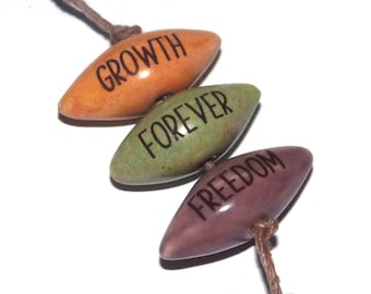 Ceramic Quote Word Bead Set Beads Handmade Pointy 24mm 1" BB1-3