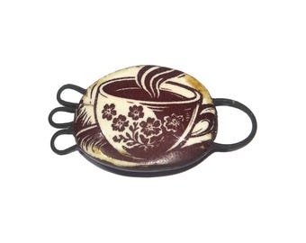 Ceramic Cup Of Tea Bracelet Bar Cuff Porcelain 40mm CC2-2