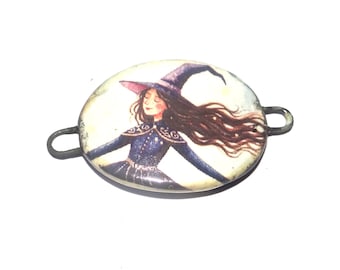 Ceramic Witch Bracelet Bar Cuff Porcelain 30mm CC5-3