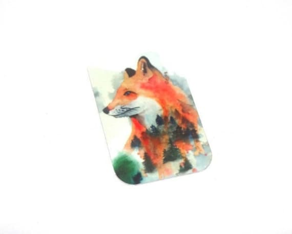 Faux Tin Fox Pendant Charm Handmade Animal Wildlife 32mm 1.3" MSR5-1