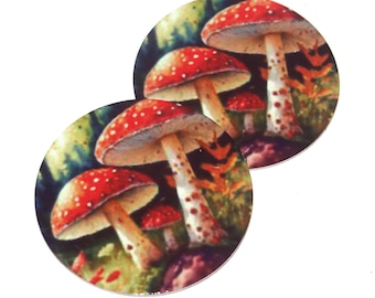 Faux Tin Mushroom Earring Charms Handmade 1" 25mm MM7-2