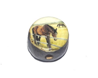 Ceramic Horse Focal Bead Handmade Pottery Beads 16-18mm BB1-2