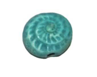 Ceramic Ammonite Focal Bead Handmade Pottery Beads 17mm PP3-3