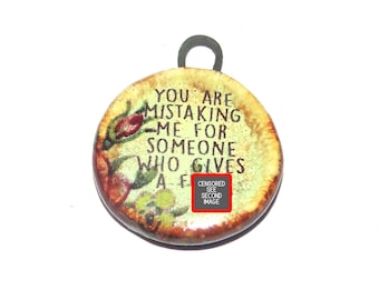 Ceramic Quote Pendant Handmade Focal Porcelain 30x23mm PP1-3