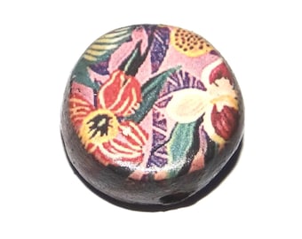 Ceramic Floral Focal Bead Handmade Pottery Beads 17mm PP6-4