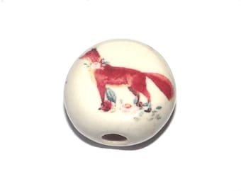 Ceramic Fox Focal Bead Handmade Pottery Beads 18-20mm PP7-1