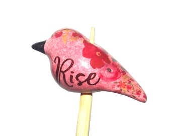 Ceramic Bird Bead Focal Handmade Rustic Floral Quote Word Sculpture Porcelain 30mm