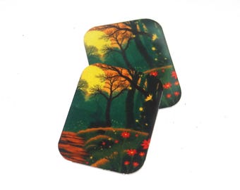 Faux Tin Woods Sunset Charms Handmade 25mm 1" MM8-2