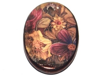 Ceramic Flower Pendant Handmade Focal Porcelain 30mm CC7-3