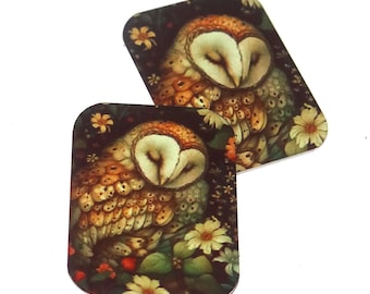 Faux Tin Owl Charms Handmade 25mm 1" MM6-2