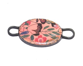 Ceramic Floral Bracelet Bar Cuff Porcelain 35mm PP9-1