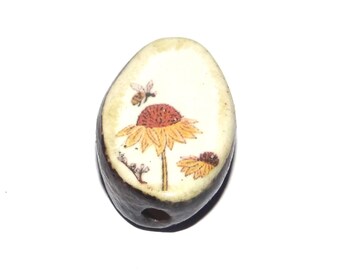 Ceramic Bee Focal Bead Handmade Pottery Beads 23mm PP7-2