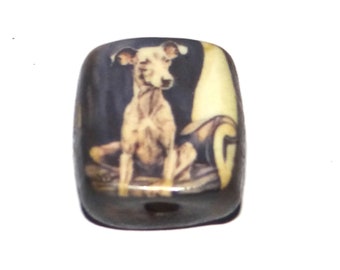 Ceramic Dog Focal Bead Handmade Pottery Beads 20mm PP8-4