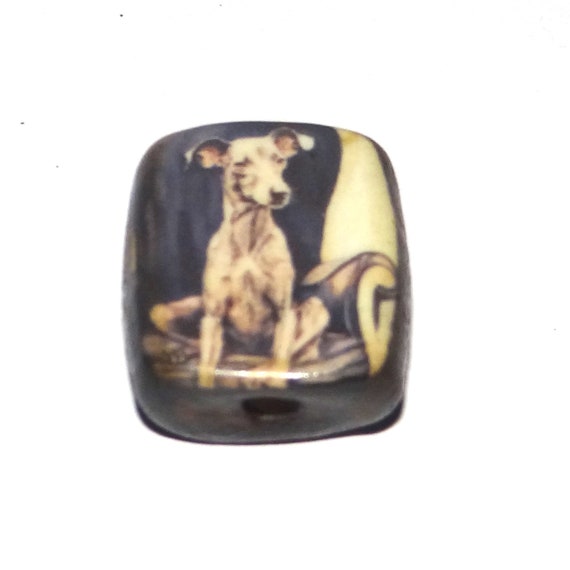 Ceramic Dog Focal Bead Handmade Pottery Beads 20mm PP8-4