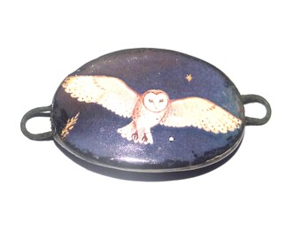 Ceramic Owl Bracelet Bar Cuff Porcelain 35mm CC6-4