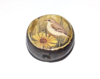 Ceramic Bird Focal Bead Handmade Pottery Beads 16-18mm BB1-3