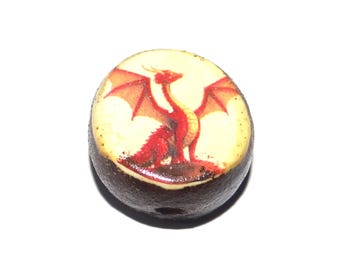 Ceramic Dragon Focal Bead Handmade Pottery Beads 17mm PP7-4