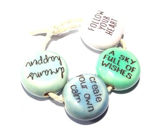 Porcelain Quote Bead Set Porcelain Handmade 15mm 0.6" CC8-3