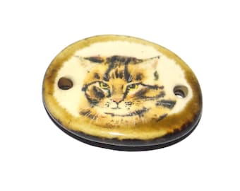 Ceramic Cat Bracelet Bar Cuff Porcelain 27mm PP8-2