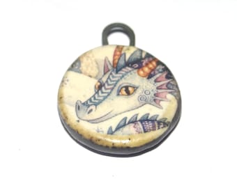Ceramic Dog Walker Pendant Handmade Focal Porcelain 27mm PP1-3