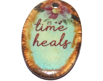 Ceramic Quote Pendant Handmade Focal Porcelain 30mm CC6-4